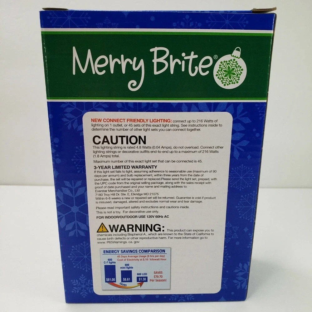 Merry Brite 70 Ct LED Mini Warm White Lights Christmas Green Wire Patio Weddings